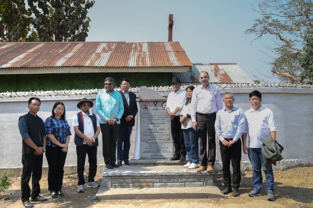 Minister CL John and others during the unveiling of monolith at Manglumukh Protection Camp on February 28.
